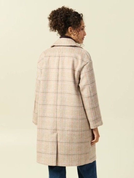 Comme des Super Jackets & Blazers - Neutral Plaid Trench Coat - Cream Plaid
